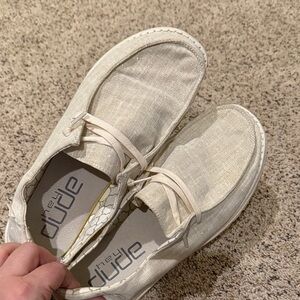 Hey Dude Light Beige Sparkly Slip-On Shoes